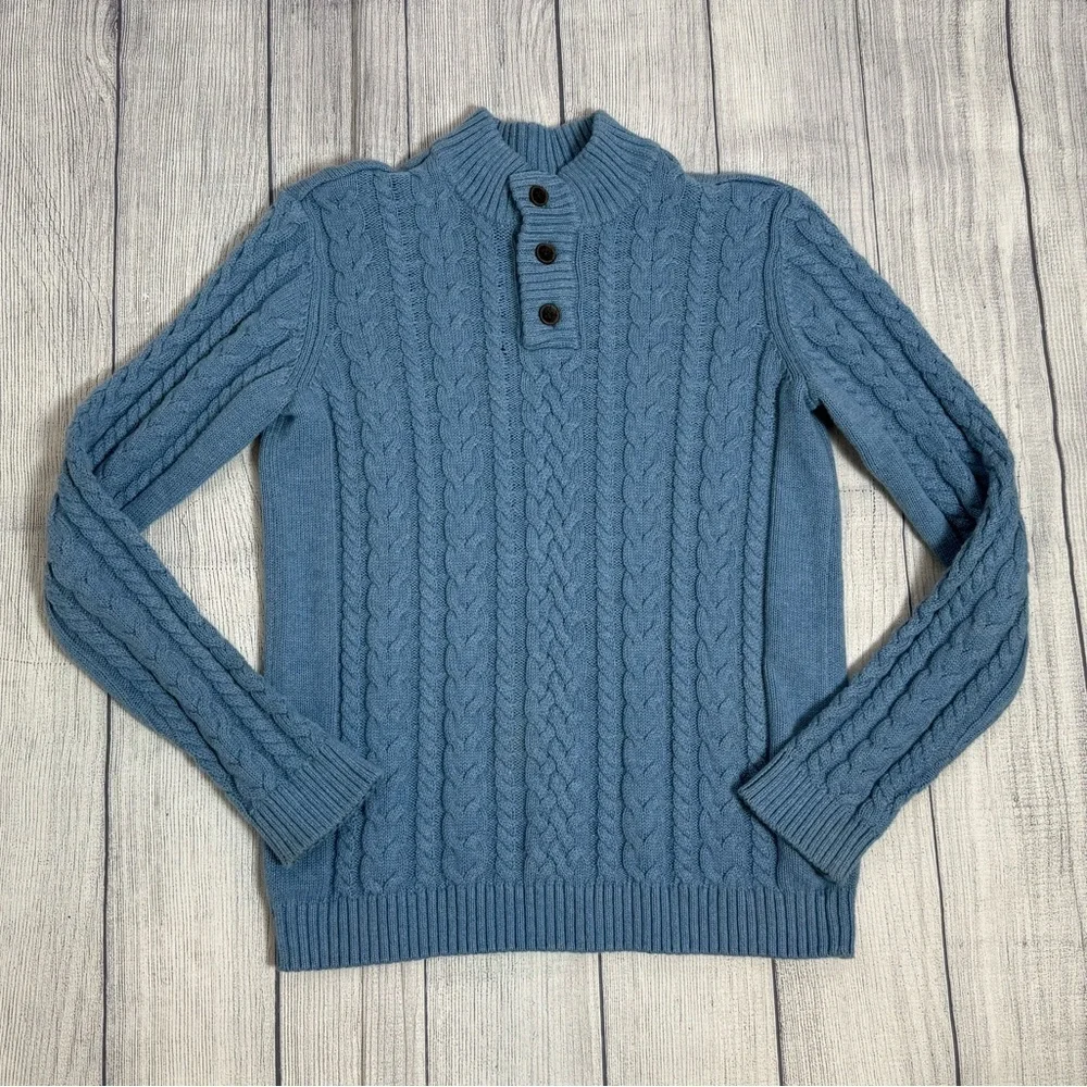 Gymboree Boys Blue Cable Knit Henley Sweater Size 12